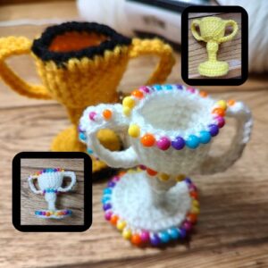Demonstrates how this adorable Mini Trophy can be personalized by adding contrast colors for the rim and base. Or adding in beads to make a Jeweled Mini Trophy.